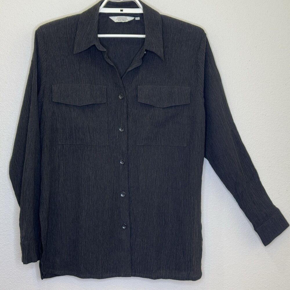 Stockholm Atelier & Other Stories Womens Top Size 8 Black Crepe Button Front